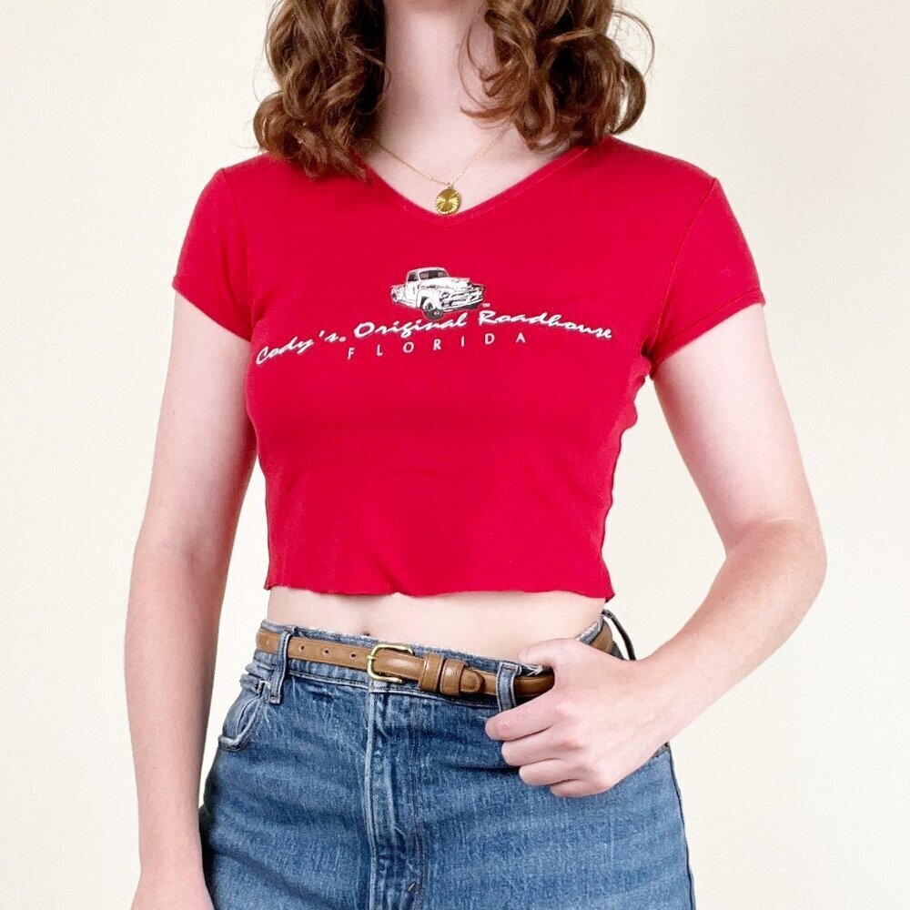 Vintage 90s Y2K Baby Tee Cropped Top Crop Graphic T-Shirt Fitted Sexy 90's 2000s